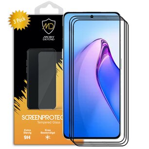 3-Pack Oppo Reno8 Pro Screenprotectors - MobyDefend Screensaver Met Zwarte Randen - Gehard Glas