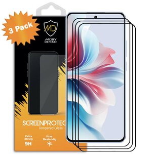 3-Pack Oppo Reno11 F Screenprotectors - MobyDefend Screensavers Met Zwarte Randen - Gehard Glas 