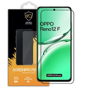 Oppo Reno12 F Screenprotector - MobyDefend Screensaver Met Zwarte Randen - Gehard Glas