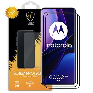 2-Pack Motorola Edge 40 Screenprotectors - MobyDefend Screensaver Met Zwarte Randen - Gehard Glas