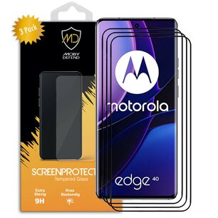 3-Pack Motorola Edge 40 Screenprotectors - MobyDefend Screensaver Met Zwarte Randen - Gehard Glas