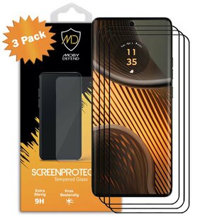 3-Pack Motorola Edge 50 Ultra Screenprotectors - MobyDefend Screensavers Met Zwarte Randen - Gehard Glas 