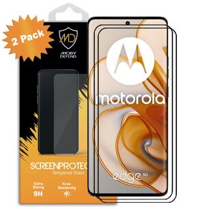 2-Pack Motorola Edge 50 Screenprotectors - MobyDefend Screensaver Met Zwarte Randen - Gehard Glas