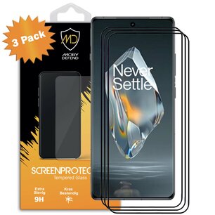 3-Pack OnePlus 12R Screenprotectors - MobyDefend Screensaver Met Zwarte Randen - Gehard Glas