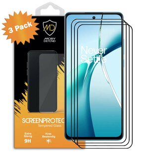 3-Pack OnePlus Nord CE 4 Lite Screenprotectors - MobyDefend Screensaver Met Zwarte Randen - Gehard Glas