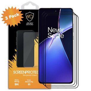 3-Pack OnePlus Nord CE 4 Screenprotectors - MobyDefend Screensaver Met Zwarte Randen - Gehard Glas