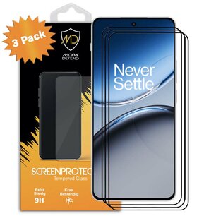 3-Pack OnePlus Nord 4 Screenprotectors - MobyDefend Screensaver Met Zwarte Randen - Gehard Glas