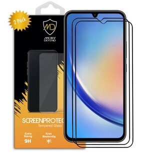 2-Pack Samsung Galaxy A34 Screenprotectors - MobyDefend Screensavers Met Zwarte Randen - Gehard Glas 