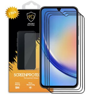 3-Pack Samsung Galaxy A34 Screenprotectors - MobyDefend Screensavers Met Zwarte Randen - Gehard Glas 