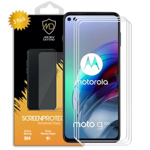 3-Pack Motorola Moto G100 Screenprotectors - MobyDefend Case-Friendly Screensavers - Gehard Glas