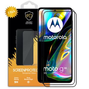 2-Pack Motorola Moto G82 Screenprotectors - MobyDefend Screensavers Met Zwarte Randen - Gehard Glas 