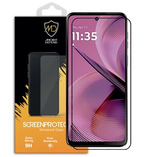 Motorola Moto G55 Screenprotector - MobyDefend Screensaver Met Zwarte Randen - Gehard Glas 