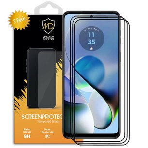 3-Pack Motorola Moto G54 Screenprotectors - MobyDefend Screensaver Met Zwarte Randen - Gehard Glas