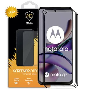 3-Pack Motorola Moto G13 / G23 / G53 Screenprotectors - MobyDefend Screensaver Met Zwarte Randen - Gehard Glas