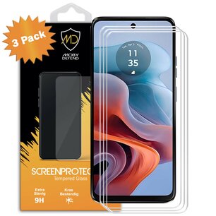 3-Pack Motorola Moto G34 Screenprotectors - MobyDefend Case-Friendly Screensaver - Gehard Glas