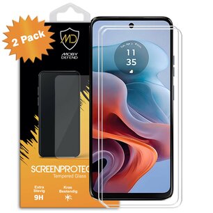 2-Pack Motorola Moto G34 Screenprotectors - MobyDefend Case-Friendly Screensaver - Gehard Glas