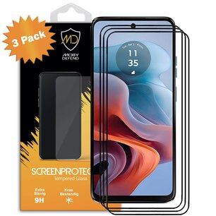 3-Pack Motorola Moto G34 Screenprotectors - MobyDefend Screensaver Met Zwarte Randen - Gehard Glas