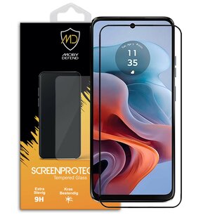 Motorola Moto G34 Screenprotector - MobyDefend Screensaver Met Zwarte Randen - Gehard Glas