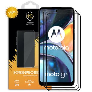 3-Pack Motorola Moto G22 Screenprotectors - MobyDefend Screensaver Met Zwarte Randen - Gehard Glas