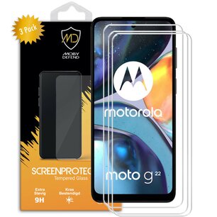 3-Pack Motorola Moto G22 Screenprotectors - MobyDefend Case-Friendly Screensaver - Gehard Glas