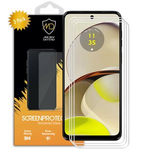 3-Pack Motorola Moto G14 Screenprotectors - MobyDefend Case-Friendly Screensaver - Gehard Glas