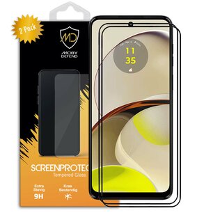 2-Pack Motorola Moto G14 Screenprotectors - MobyDefend Screensaver Met Zwarte Randen - Gehard Glas