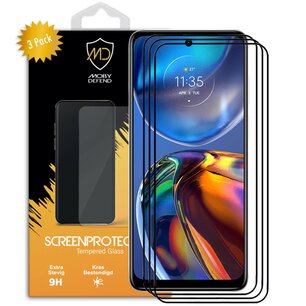 3-Pack Motorola Moto E32 / E32S Screenprotectors - MobyDefend Screensaver Met Zwarte Randen - Gehard Glas