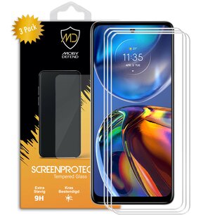 3-Pack Motorola Moto E32 / E32S Screenprotectors - MobyDefend Case-Friendly Screensaver - Gehard Glas