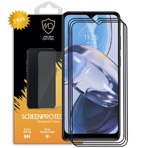 3-Pack Motorola Moto E22 / E22i Screenprotectors - MobyDefend Screensaver Met Zwarte Randen - Gehard Glas