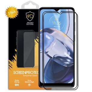 2-Pack Motorola Moto E22 / E22i Screenprotectors - MobyDefend Screensaver Met Zwarte Randen - Gehard Glas