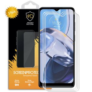 3-Pack Motorola Moto E22 / E22i Screenprotectors - MobyDefend Case-Friendly Screensaver - Gehard Glas