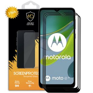 3-Pack Motorola Moto E13 Screenprotectors - MobyDefend Screensaver Met Zwarte Randen - Gehard Glas