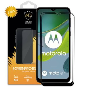 2-Pack Motorola Moto E13 Screenprotectors - MobyDefend Screensaver Met Zwarte Randen - Gehard Glas