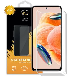 3-Pack Xiaomi Redmi Note 12 Pro 4G Screenprotectors - MobyDefend Case-Friendly Screensavers - Gehard Glas