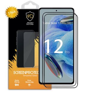 2-Pack Xiaomi Redmi Note 12 Pro 4G / Note 12 Pro 5G Screenprotectors - MobyDefend Screensavers Met Zwarte Randen - Gehard Glas