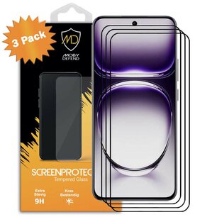 3-Pack Oppo Reno12 Pro Screenprotectors - MobyDefend Screensaver Met Zwarte Randen - Gehard Glas