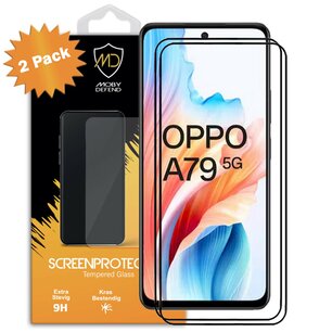 2-Pack Oppo A79 Screenprotectors - MobyDefend Screensavers Met Zwarte Randen - Gehard Glas