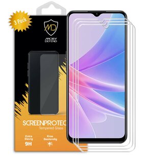 3-Pack Oppo A78 (5G) Screenprotectors - MobyDefend Case-Friendly Screensavers - Gehard Glas