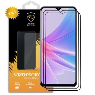 2-Pack Oppo A78 (5G) Screenprotectors - MobyDefend Screensavers Met Zwarte Randen - Gehard Glas