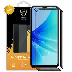 3-Pack Oppo A57 / A57s / A77 Screenprotectors - MobyDefend Screensavers Met Zwarte Randen - Gehard Glas