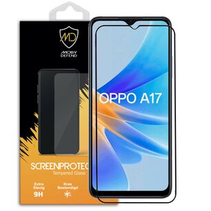 Oppo A17 Screenprotector - MobyDefend Screensaver Met Zwarte Randen - Gehard Glas