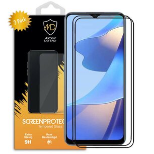 2-Pack Oppo A16 / A16s / A54s Screenprotectors - MobyDefend Screensavers Met Zwarte Randen - Gehard Glas