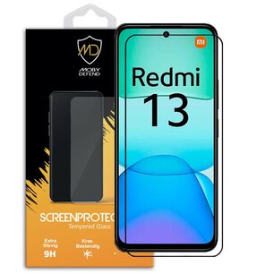 Xiaomi Redmi 13 4G Screenprotector - MobyDefend Screensaver Met Zwarte Randen - Gehard Glas