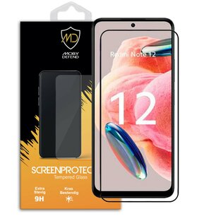 Xiaomi Redmi Note 12 4G / Note 12 5G Screenprotector - MobyDefend Screensaver Met Zwarte Randen - Gehard Glas 