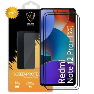 2-Pack Xiaomi Redmi Note 12 Pro Plus 5G Screenprotectors - MobyDefend Screensavers Met Zwarte Randen - Gehard Glas