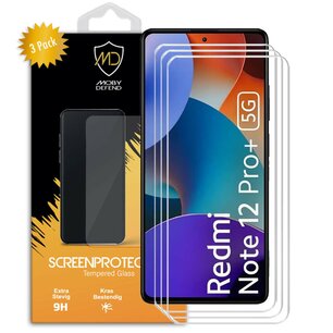 3-Pack Xiaomi Redmi Note 12 Pro Plus 5G Screenprotectors - MobyDefend Case-Friendly Screensavers - Gehard Glas