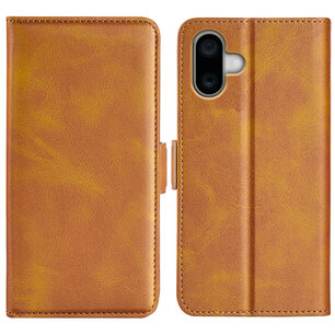 iPhone 16 Plus Hoesje - MobyDefend Luxe Wallet Book Case (Sluiting Zijkant) - Lichtbruin