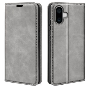 iPhone 16 Plus Hoesje - Luxe Wallet Bookcase (Magnetische Sluiting) - Grijs