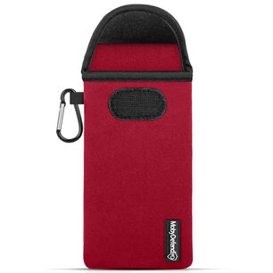 Universeel Telefoonhoesje Maat S (14 X 6.5 CM) - MobyDefend Neopreen Pouch Met Karabijnhaak - Insteekhoesje - Riemlus Hoesje - Rood