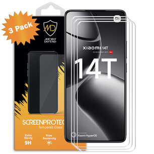 3-Pack Xiaomi 14T Screenprotectors - MobyDefend Case-Friendly Screensavers - Gehard Glas